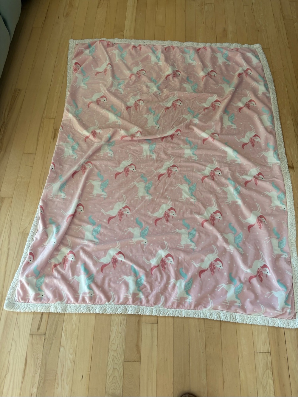 Pink and White Unicorn Blanket